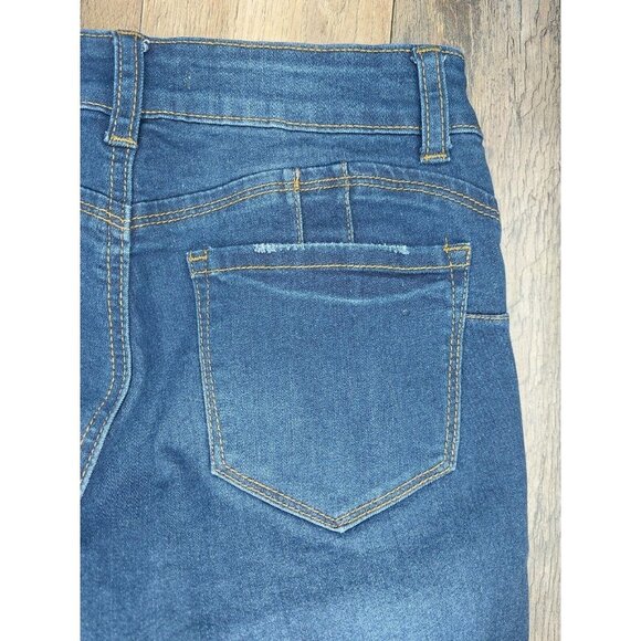 Paper Cocoon Junior Womens Jeans Size 3 Skinny Denim Blue Mid Rise Distressed - Picture 13 of 16